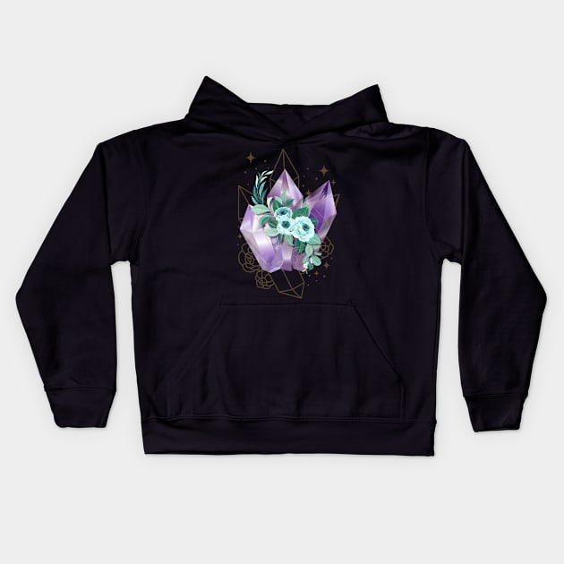 Crystal Magic Amethyst Kids Hoodie by TianquiztliCreations